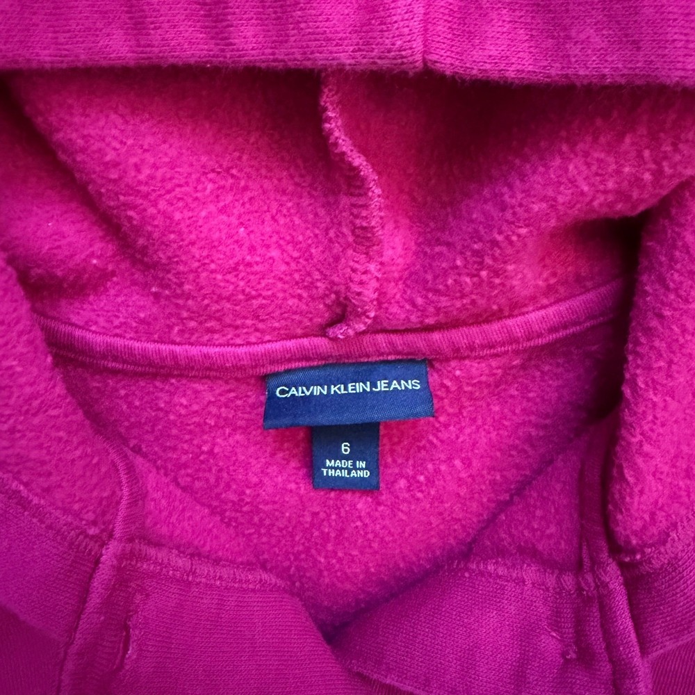 Calvin Klein Berry Cotton Girls Hooded Sweater, coat Size 6, ruffled - Picture 2 of 6